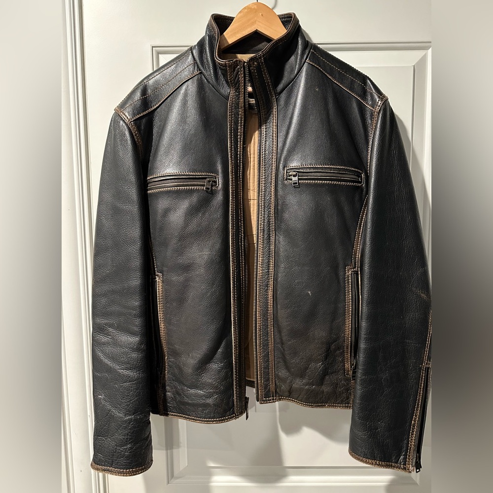Andrew Marc Heavy Duty Leather Biker Jacket